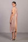 Clos_Gray Linen, Silk V-neck Soft Grey And Orange Dress _Online_at_Aza_Fashions