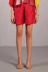 Buy_Clos_Orange Linen, Silk Round Neck Designer And Red Shirt & Shorts Set _Online_at_Aza_Fashions