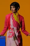 Shop_Clos_Orange Linen, Silk Designer Saree And Blouse Set _at_Aza_Fashions
