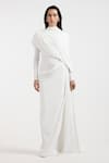 Buy_Deme By Gabriella_Off White Asymmetric Designer Gown _at_Aza_Fashions