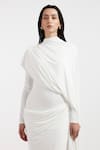Shop_Deme By Gabriella_Off White Asymmetric Designer Gown _Online_at_Aza_Fashions