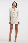 Buy_Deme By Gabriella_Off White Shawl Neck Cleo Blazer Dress _Online_at_Aza_Fashions