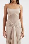 Deme By Gabriella_Ivory Round Neck Designer Elora Dress _at_Aza_Fashions