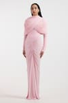 Shop_Deme By Gabriella_Pink Designer Draped Dress _Online_at_Aza_Fashions