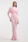 Buy_Deme By Gabriella_Pink Designer Draped Dress _at_Aza_Fashions