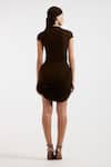 Shop_Deme By Gabriella_Brown High Neck Fleur Designer Ruched Dress _at_Aza_Fashions