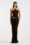 Buy_Deme By Gabriella_Brown Halter Neck Expresso Designer Dress _at_Aza_Fashions