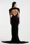 Shop_Deme By Gabriella_Black High Neck Designer Isadora Gown And Cape Set _at_Aza_Fashions