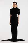 Buy_Deme By Gabriella_Black High Neck Designer Isadora Gown And Cape Set _at_Aza_Fashions