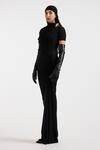 Deme By Gabriella_Black Brooches Open Neck Draped Designer Dress _Online_at_Aza_Fashions