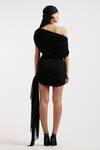 Shop_Deme By Gabriella_Black Asymmetric Designer Draped Dress _at_Aza_Fashions