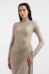 Deme By Gabriella_Silver Rhinestones High Neck Designer Gown _Online_at_Aza_Fashions