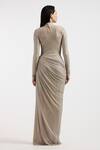 Shop_Deme By Gabriella_Silver Rhinestones High Neck Designer Gown _at_Aza_Fashions