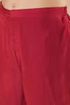 Dori & CO._Red Silk Embroidery Round Neck Ruby Metal Hand Kurta Set _Online_at_Aza_Fashions