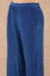 Dori & CO._Sapphire Embroidery V-neck Blue Silk Crepe Set _Online_at_Aza_Fashions