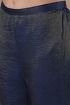 Shop_Dori & CO._Blue Tissue, Silk Embroidery V-neck Midnight Metal Kurta Set _Online_at_Aza_Fashions