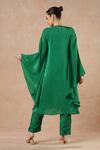 Shop_Dori & CO._Emerald Green Silk, Crepe Embroidery Round Neck Kaftan And Pants Set _at_Aza_Fashions