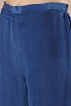 Shop_Dori & CO._Sapphire Embroidery Split V-neck Blue Silk Crepe Kurta And Pants Set _Online_at_Aza_Fashions