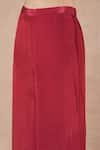 Dori & CO._Red Embroidery Split V-neck Ruby Silk Crepe Kurta And Pants Set _Online_at_Aza_Fashions