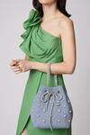 Buy_Modarta_Blue Rhinestones Sky Denim Bucket Bag _at_Aza_Fashions