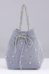 Shop_Modarta_Blue Rhinestones Sky Denim Bucket Bag _at_Aza_Fashions