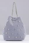Modarta_Blue Rhinestones Sky Denim Bucket Bag _Online_at_Aza_Fashions