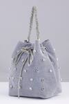 Buy_Modarta_Blue Rhinestones Sky Denim Bucket Bag _Online_at_Aza_Fashions