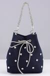 Shop_Modarta_Blue Studs Denim Bucket Bag _at_Aza_Fashions