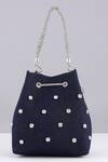 Shop_Modarta_Blue Studs Denim Bucket Bag _Online_at_Aza_Fashions