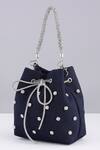 Modarta_Blue Studs Denim Bucket Bag _at_Aza_Fashions