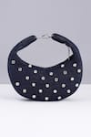 Modarta_Blue Rhinestones Denim Moon Shaped Purse _at_Aza_Fashions
