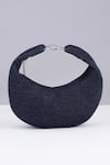 Buy_Modarta_Blue Rhinestones Denim Moon Shaped Purse 