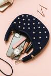 Modarta_Blue Rhinestones Denim Moon Shaped Purse _Online