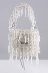 Buy_Modarta_White Crystals, Beads Designer Bucket Bag With _at_Aza_Fashions