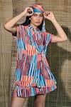 Buy_Pocketful Of Cherrie_Multi Color Collared Asilah Stripe Asymmetrical Shirt _at_Aza_Fashions