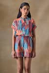 Buy_Pocketful Of Cherrie_Multi Color Hand Drawn Stripe Relaxed Shorts _Online_at_Aza_Fashions