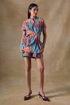 Buy_Pocketful Of Cherrie_Multi Color Hand Drawn Stripe Relaxed Shorts _at_Aza_Fashions