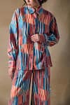 Pocketful Of Cherrie_Multi Color Collared Hand Drawn Stripe Drawstring Shirt _Online_at_Aza_Fashions