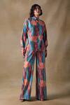 Buy_Pocketful Of Cherrie_Multi Color Collared Hand Drawn Stripe Drawstring Shirt _at_Aza_Fashions