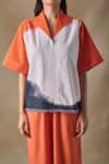 Pocketful Of Cherrie_Orange Collared Washed Kaftan Top _Online_at_Aza_Fashions