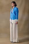 Pocketful Of Cherrie_Blue Cotton Washed Single-breasted Blazer _Online_at_Aza_Fashions