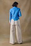 Shop_Pocketful Of Cherrie_Blue Cotton Washed Single-breasted Blazer _at_Aza_Fashions