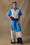 Buy_Pocketful Of Cherrie_Blue Collared Washed Kaftan Top _at_Aza_Fashions