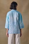 Shop_Pocketful Of Cherrie_Blue Collared Landscape Kimono Shirt _at_Aza_Fashions