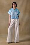 Buy_Pocketful Of Cherrie_Blue Round Neck Landscape Kimono Top _at_Aza_Fashions