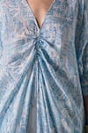 Pocketful Of Cherrie_Blue V-neck Landscape Print Kaftan _Online_at_Aza_Fashions