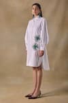 Pocketful Of Cherrie_White Embroidery Collared Palm Tree Shirt Dress _Online_at_Aza_Fashions