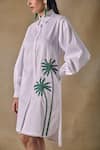 Buy_Pocketful Of Cherrie_White Embroidery Collared Palm Tree Shirt Dress _Online_at_Aza_Fashions