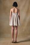Shop_Pocketful Of Cherrie_Silver Satin Sweetheart Neck Fold Foil Fit And Flare Mini Dress _at_Aza_Fashions