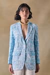 Buy_Pocketful Of Cherrie_Blue Shantoon Hand Drawn Landscape Blazer _at_Aza_Fashions